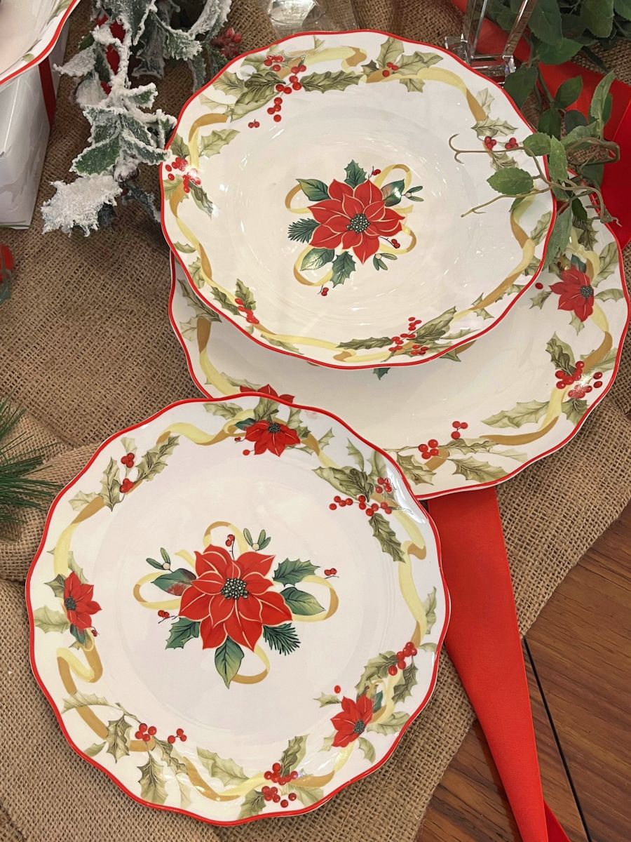 Royal Family - Servizio di piatti natalizio in porcellana 18 pezzi "christams star"