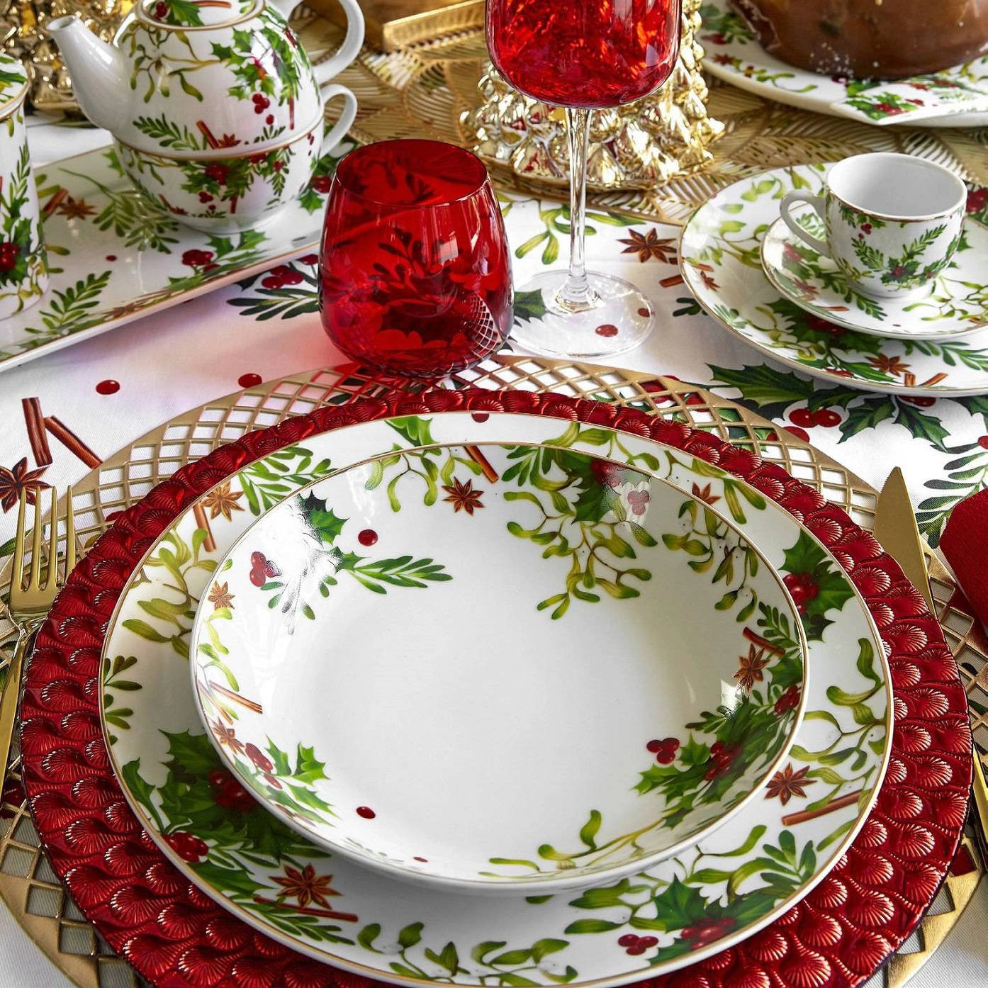 Fade- Vassoio Salmone Red Berry Natale 35x23 cm