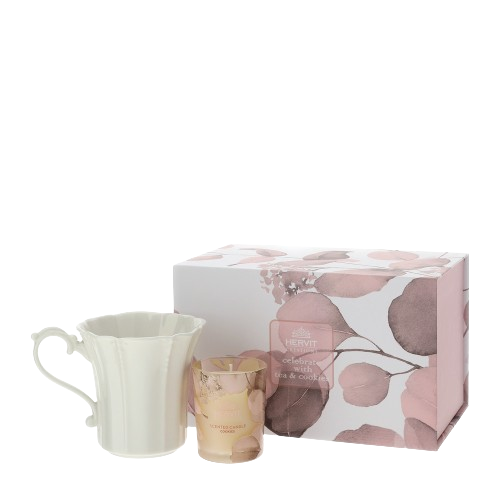 Hervit - Set candela 70g+Mug porcellana Botanic
