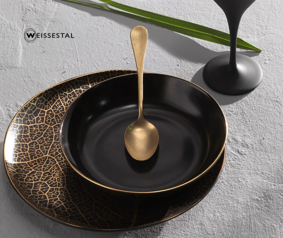 Weissestal - Onix Black Servizio di piatti tavola 18 pezzi in porcellana
