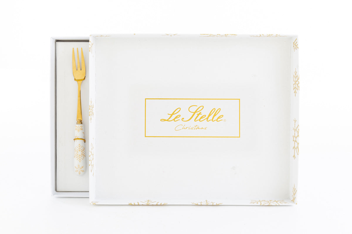 Le Stelle - Set 6 pz forchettine natalizie bianco 15 cm