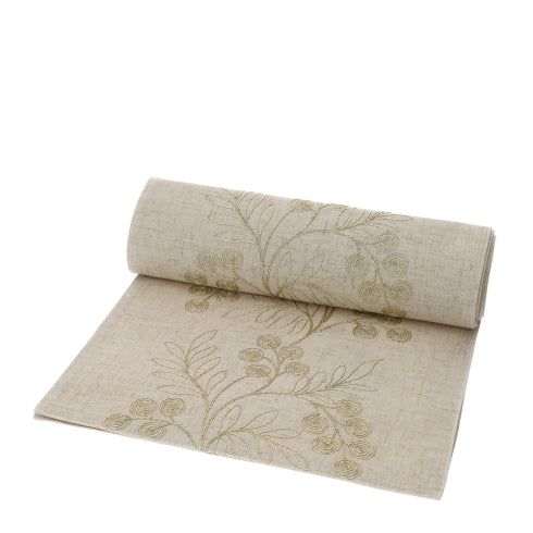 Hervit – Runner ecru floreale rilievo oro