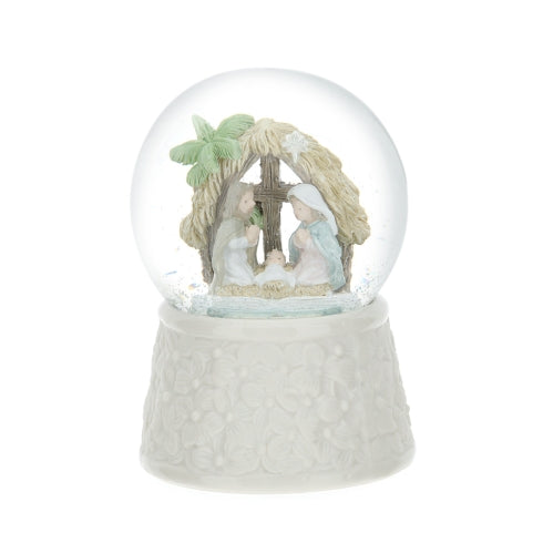 Hervit - palla acqua/neve sacra famiglia/palme base porc.dia.6,5x10cm