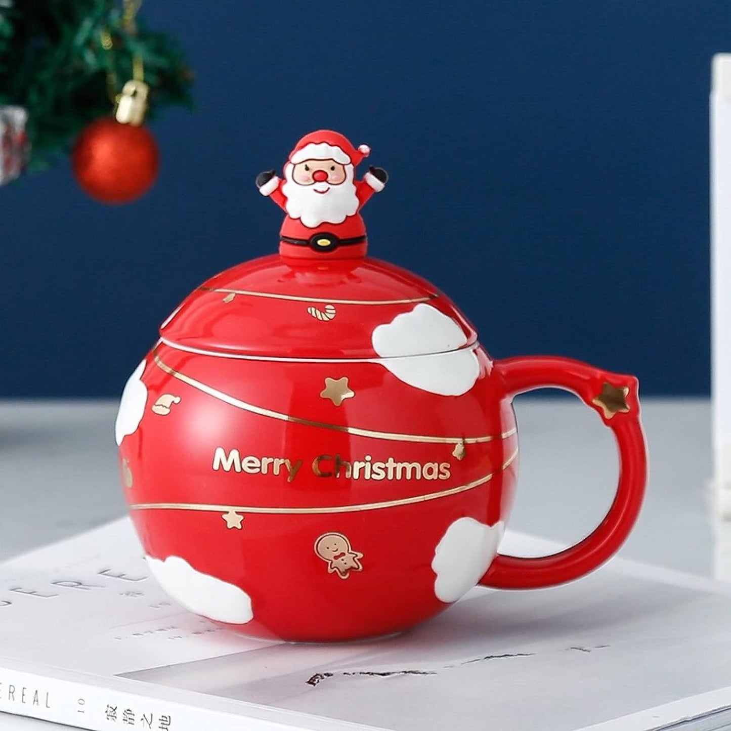 Cuore Matto - set 2 Mug palla di Natale con cucchiaino