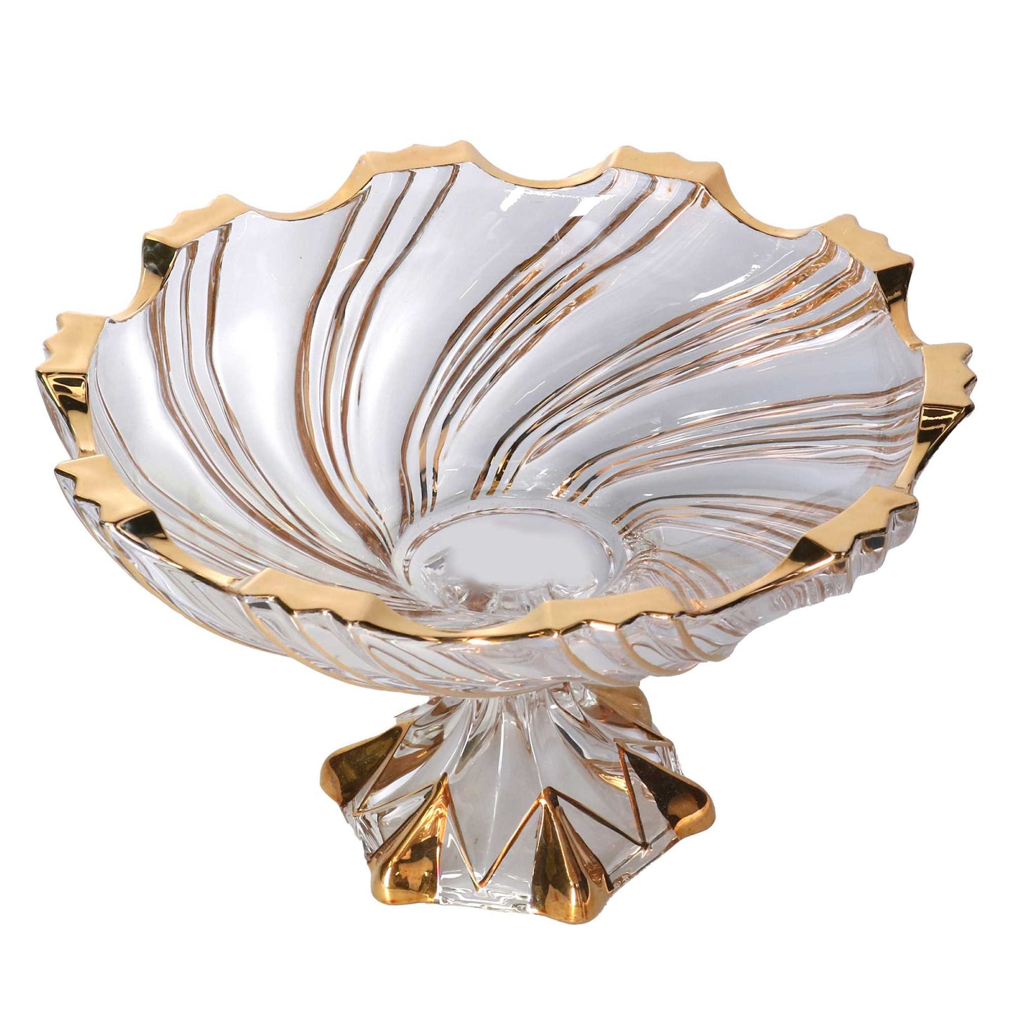 Vacchetti - Alzata portafrutta grande vetro oro trasparente cm ø38h21