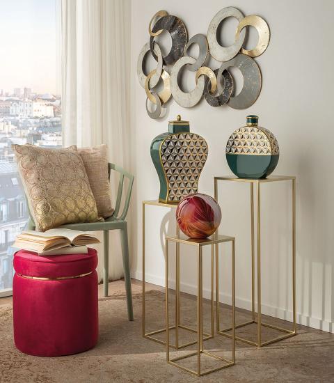 L'Oca Nera - Stand set 2 pz in metallo 19x19x50h - 22x22x60h