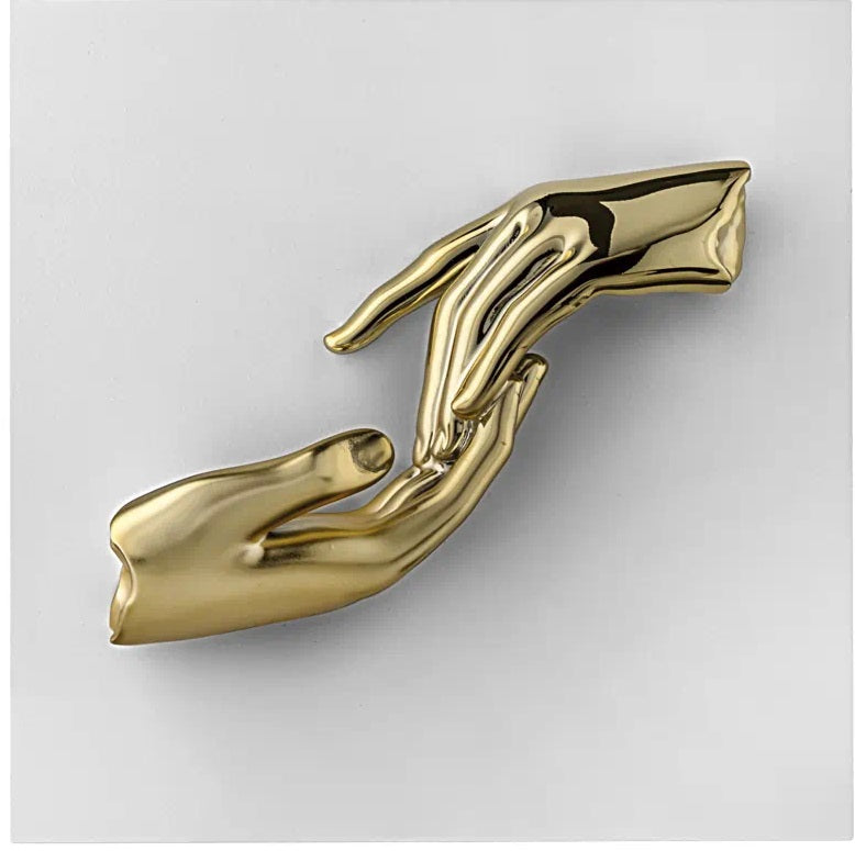 Bongelli - Quadro mani oro pannello bianco 15x15