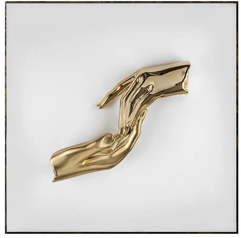 Bongelli - Quadro mani oro pannello bianco 50x50