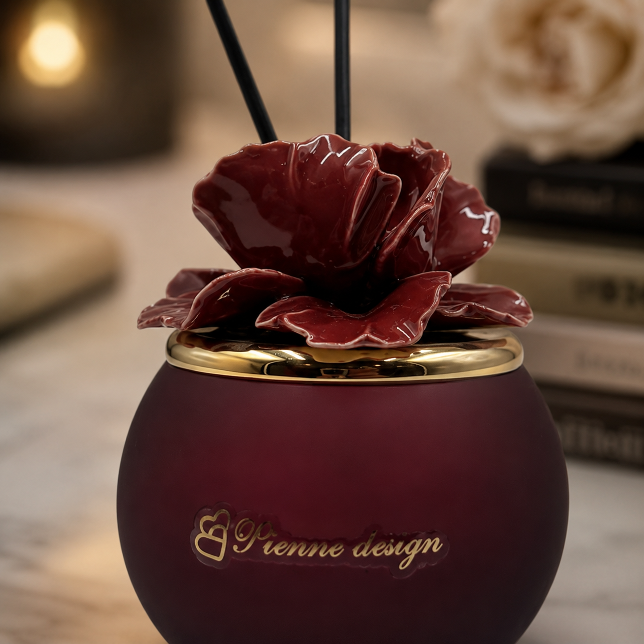 Pienne - Profumatore amaranto con fiore