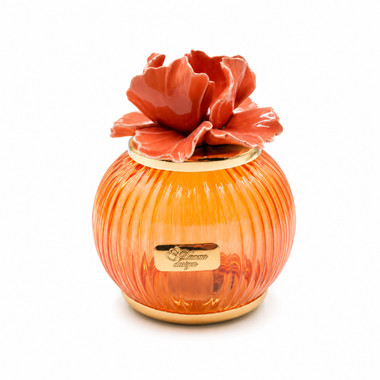 Pienne - Lampada arancio con fiore