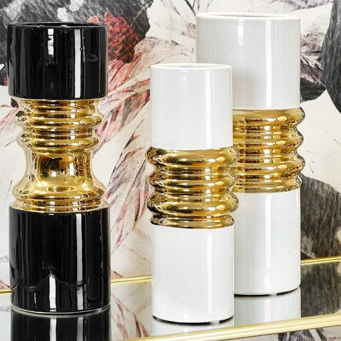 Fade - Vaso alto bianco Golden Ring