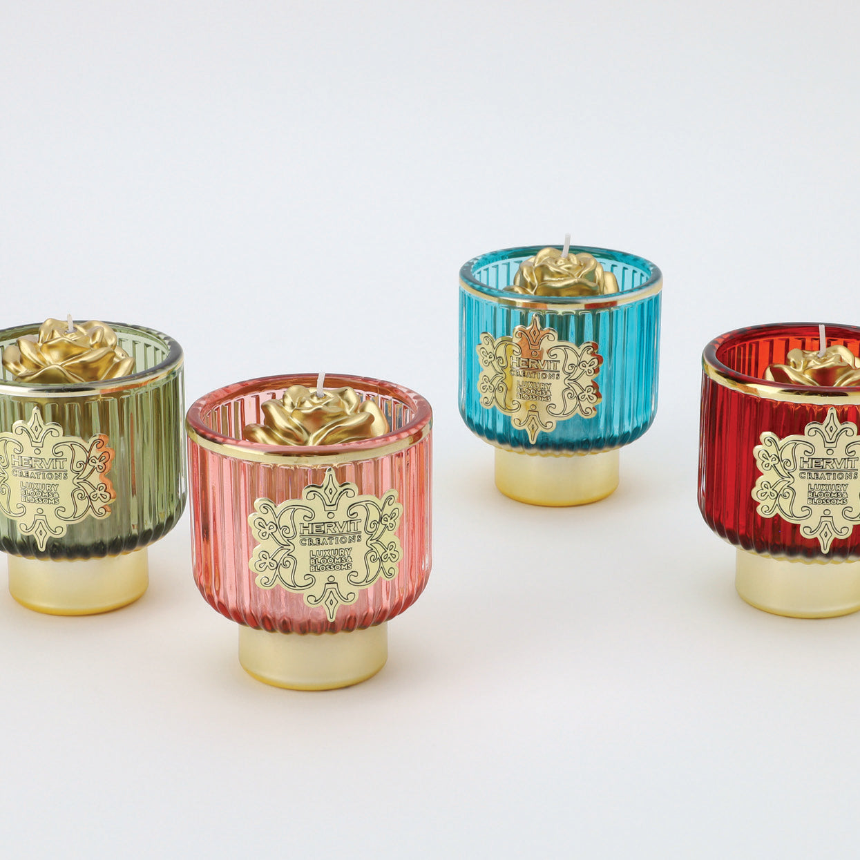 Hervit - Portacandela in Vetro con candela Oro in più varianti