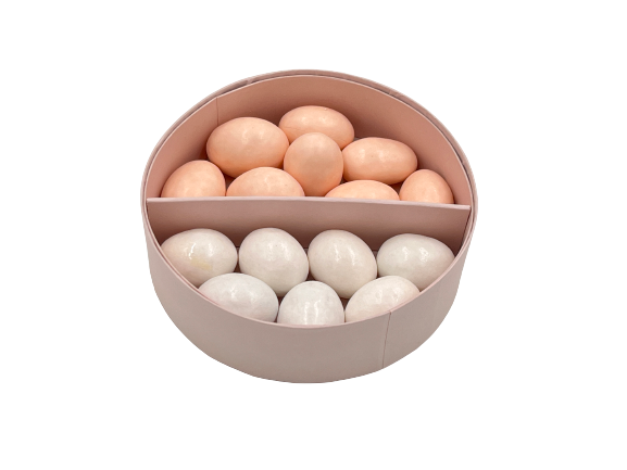 H.L. - Scatola tonda telata bianca e cipria