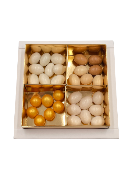 Dolgetta- Scatola quadrata bianca e oro