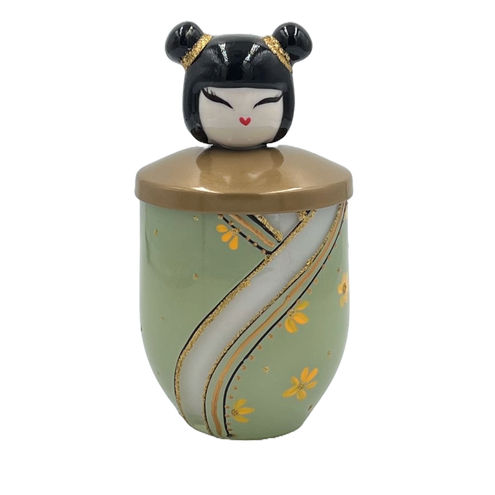 Sharon - candela Kokeshi verde