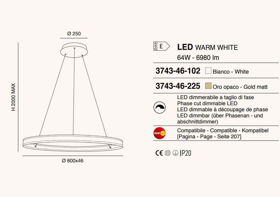 Fabas - Palau lampadario sospensione