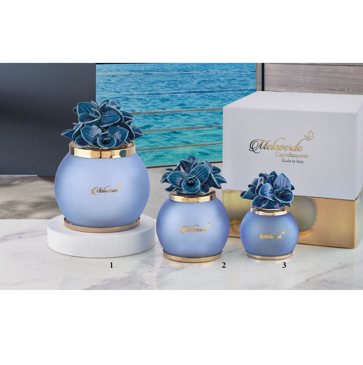 Melaverde - Lampada sfera orchidea blu grande