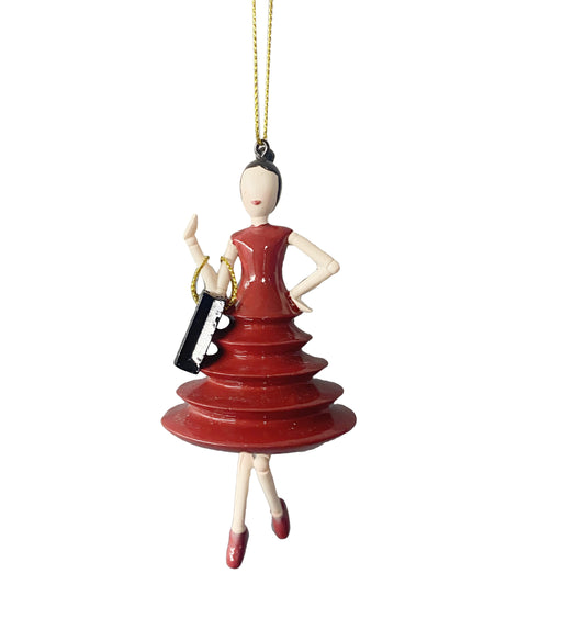 Ellegift - Addobbo albero di Natale madame con borsetta in ceramica