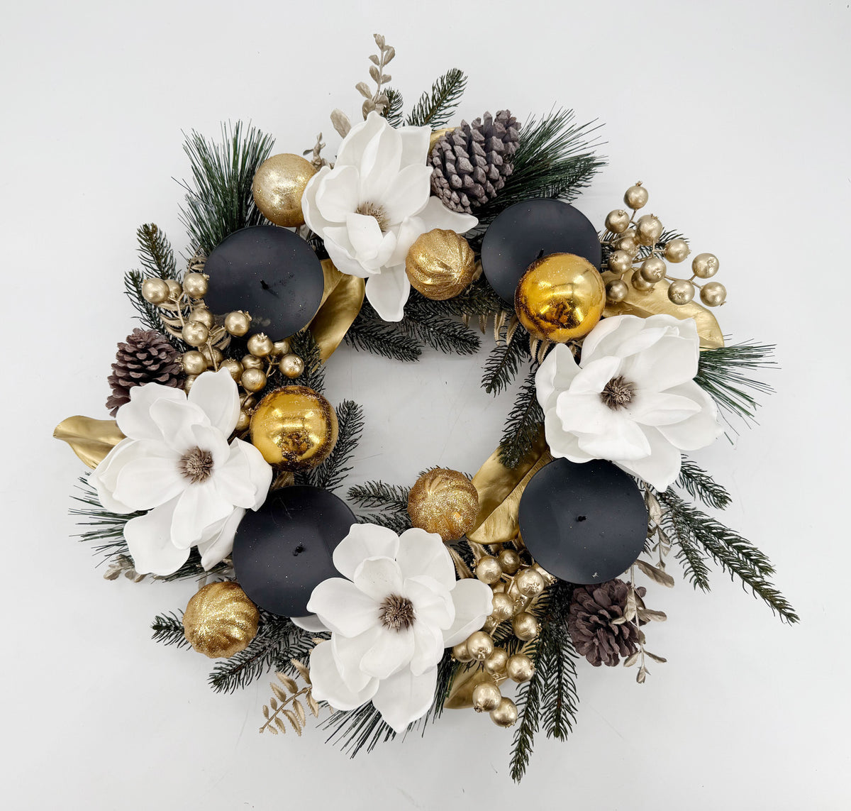 Ellegift - Portacandele ghirlanda nero-oro