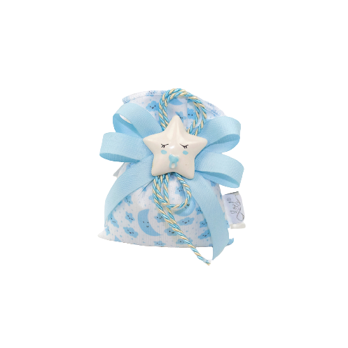 Joel- Sacchetto con nastri celeste e applicazione stella