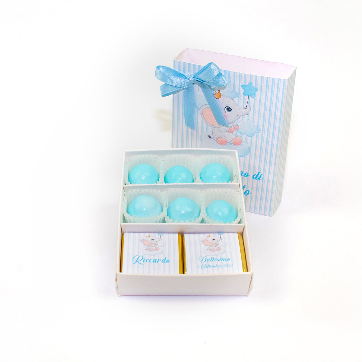 Aguacoco- Scatolina fiammifero celeste con nome