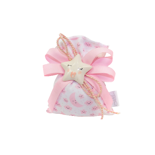 Joel- Sacchetto con nastri rosa e applicazione stella