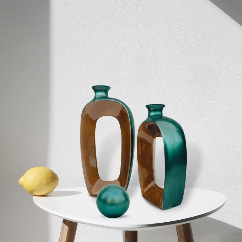 Ambienti Glamour - Vaso Oro Verde Grande 24x11xh50 cm