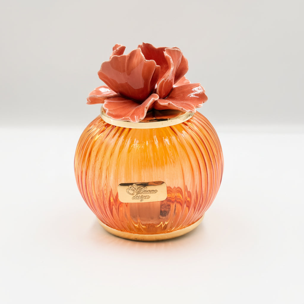 Pienne - Lampada arancio con fiore