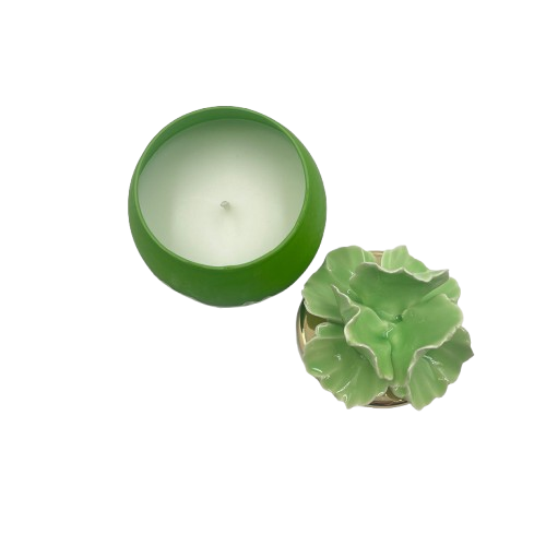 Pienne - Candela con fiore verde mela D. 6