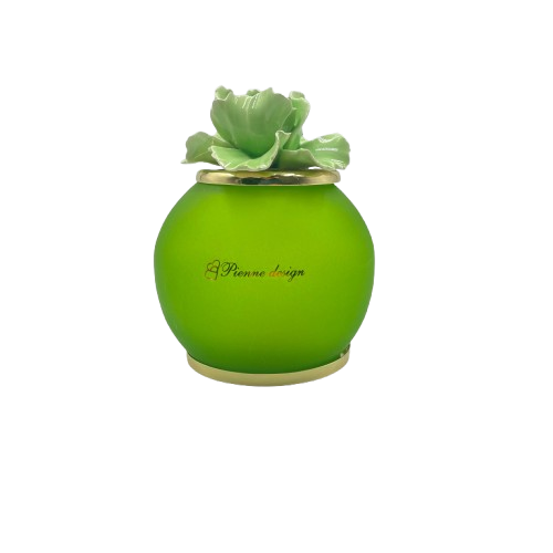 Pienne - Lampada verde mela con fiore D.12