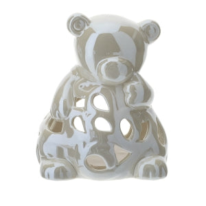 Hervit-PORTATEALITE ORSETTO PORCELLANA TRAFORATA 12CM