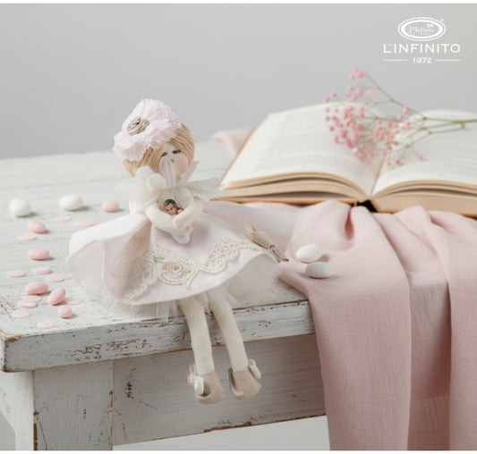 L'Infinito - Bambola stoffa abito rosa