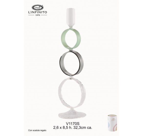 L'Infinito - Candeliere a tre cerchi in vetro