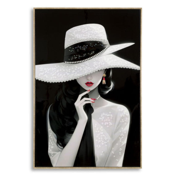 Mauro Ferretti - Dipinto Su Tela Laccato Marty con cappello Con Cornice B