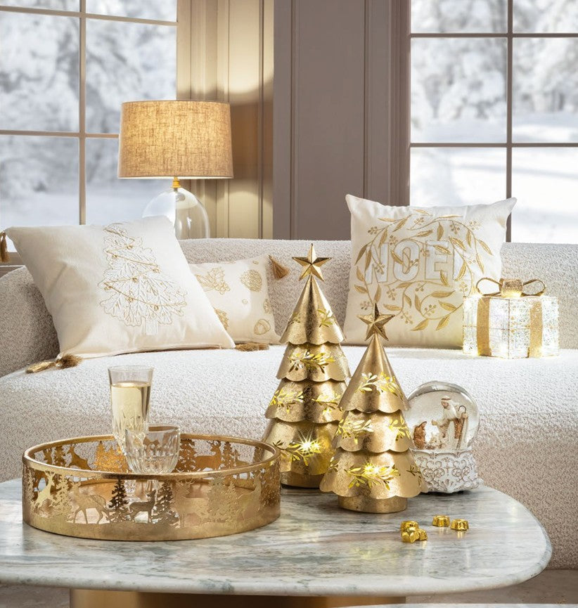 L'Oca Nera - Cuscino natalizio quadrato con decoro albero