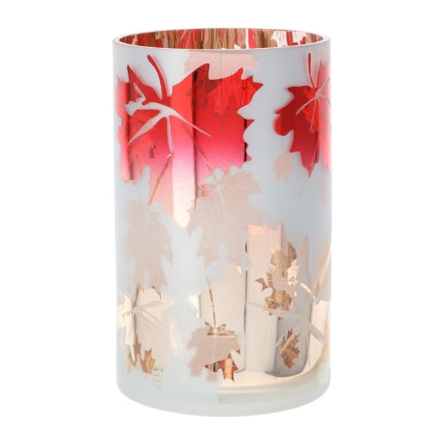 Hervit - Vaso vetro foliage dia.12x20cm rosso/rame