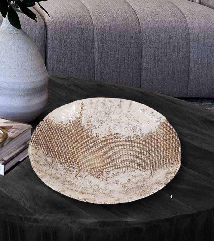 Fantin - Centrotavola tondo medio vetro Cream Gold Platinum