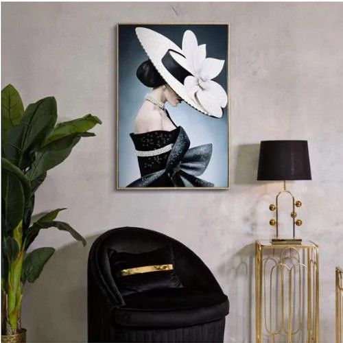 Mauro Ferretti - Dipinto Su Tela Laccato Marty con cappello Con Cornice A