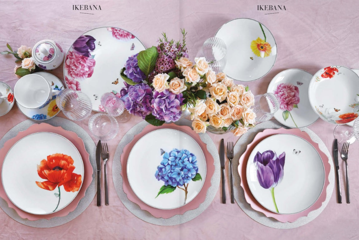 Fade - Ikebana Servizio di piatti tavola 18 pezzi in porcellana