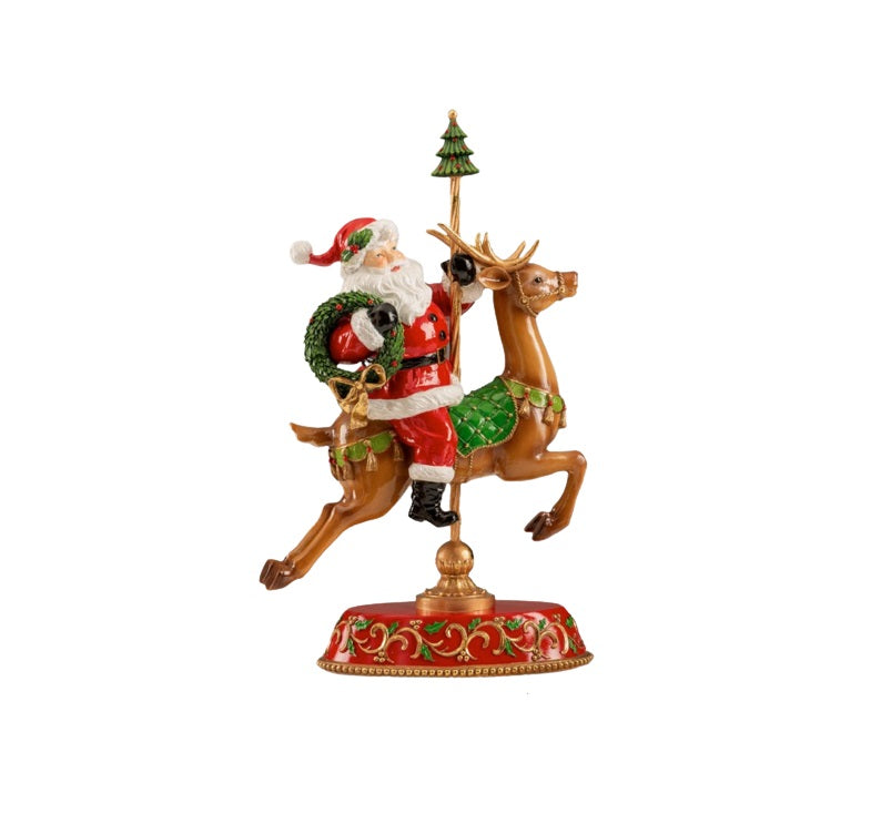 Lamart -Statua Babbo Natale su renna 45.5 cm