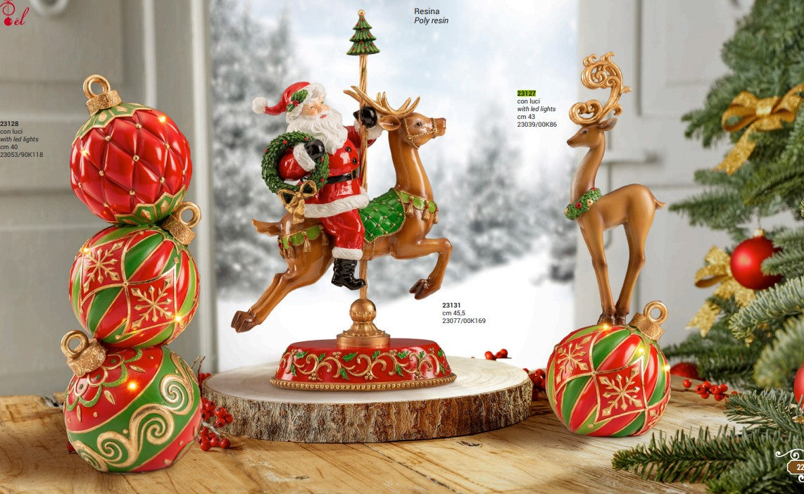 Lamart -Statua Babbo Natale su renna 45.5 cm