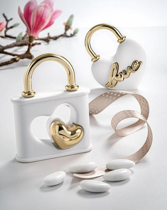 Bongelli - Lucchetto cuore bianco/oro