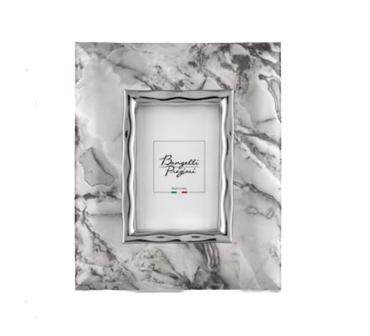 Bongelli - Portafoto marmo chiaro/argento int 13x18
