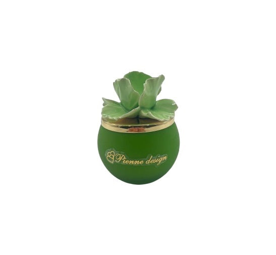 Pienne - Candela con fiore verde mela D. 6