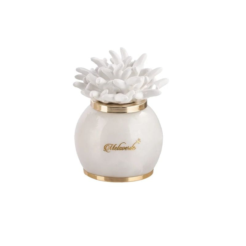 Melaverde - Lampada sfera satinata anemone bianca media