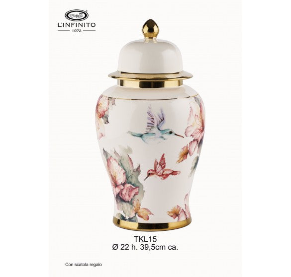 L'Infinito - Vaso potiche colibrì