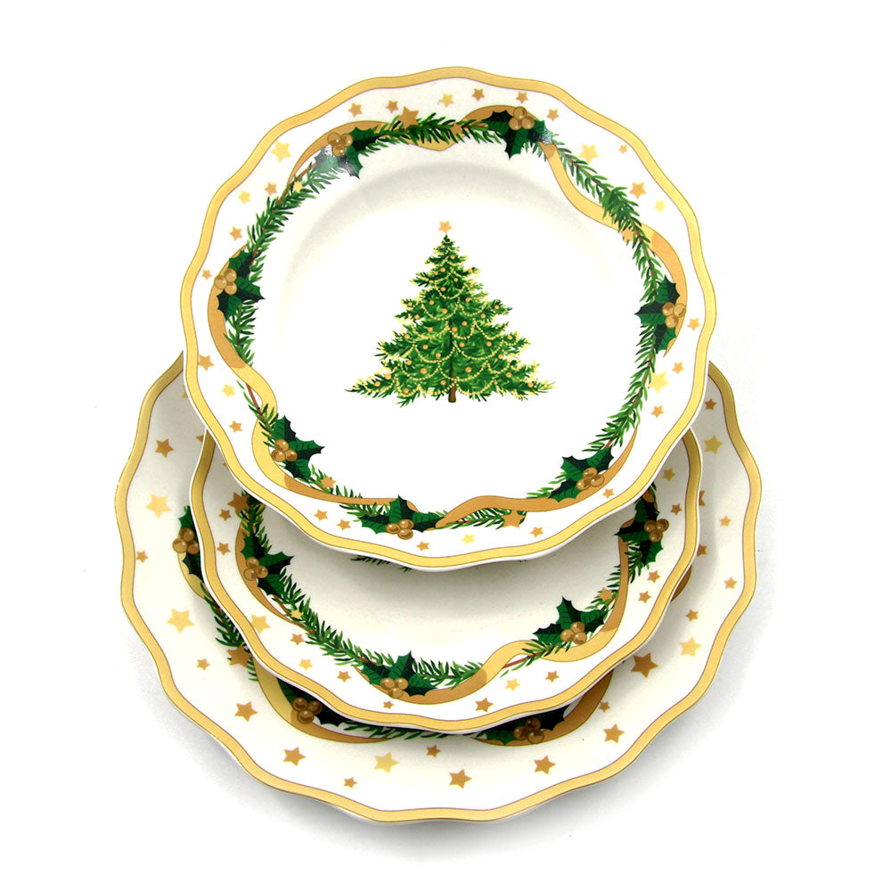 Royal Family - Servizio di piatti natalizio in porcellana 18 pezi "gold christmas"