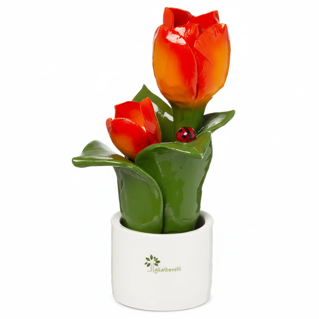 Gli Alberelli- pianta natura due tulipani arancio