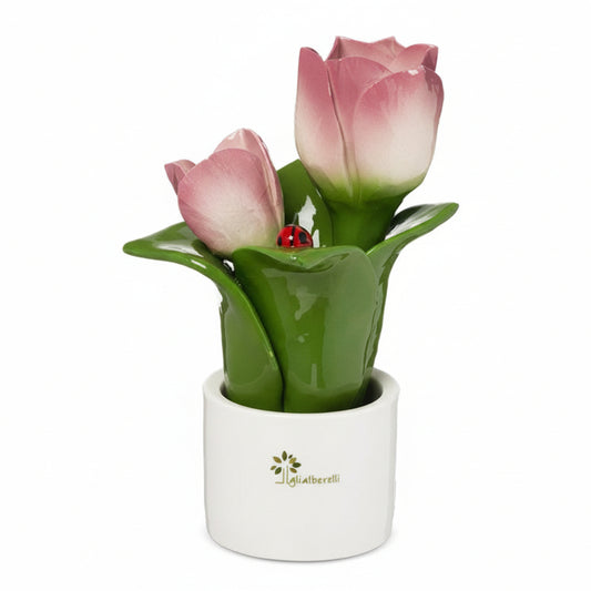 Gli Alberelli- pianta natura due tulipani rosa