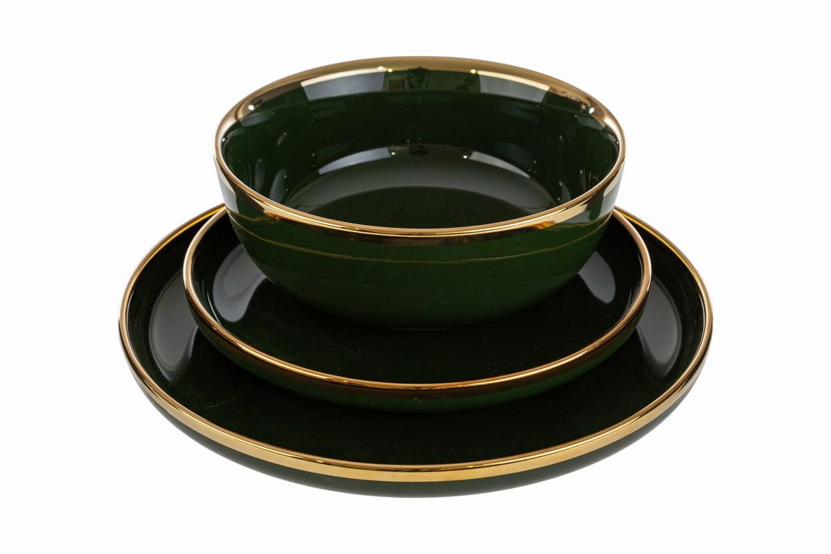 Le Stelle -  Set 18 piatti decoro verde filo oro